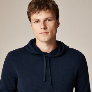 J. Crew Dark Blue 100% Cashmere Hoodie Sweater L